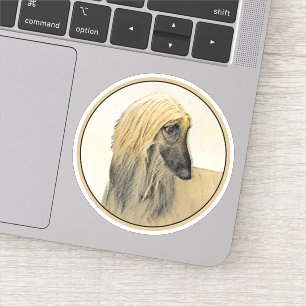 Afghaanse hond schilderen - Kute Original Dog Art Sticker