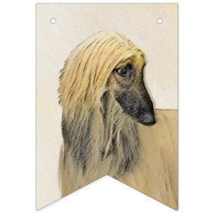 Afghaanse hond schilderen - Kute Original Dog Art Vlaggetjes