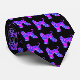 Afghaanse hond Silhouette Pink & Blue Black Neck Stropdas