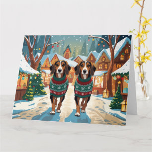Afghaanse Hound Dogs Kerstmis Sneeuw Vakantie Kaart