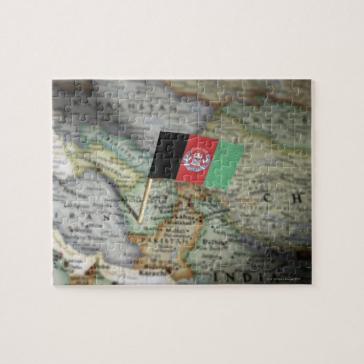 Afghaanse vlag op kaart legpuzzel (Horizontaal)