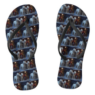 Afghaanse windhond besneeuwde slee-rit Kerstdecora Teenslippers