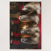 Afghaanse windhond bij de open haard Kerstmis Legpuzzel (Verticaal)
