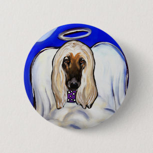 Afghaanse windhond engel ronde button 5,7 cm