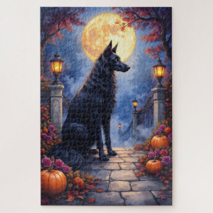 Afghaanse windhond gotische maanlicht Halloween-ku Legpuzzel