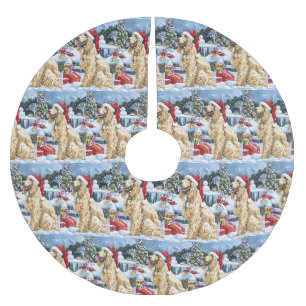 Afghaanse windhond hond winterwonderland kerstvreu kerstboom rok