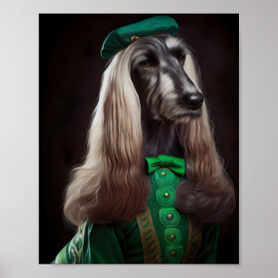 Afghaanse windhond in St. Patrick's Day-jurk Poster