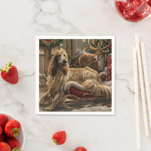 Afghaanse Windhond Kerst Feestelijk Servet