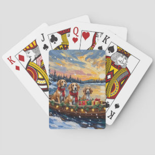 Afghaanse windhond Kerstboot Vakantie Pokerkaarten