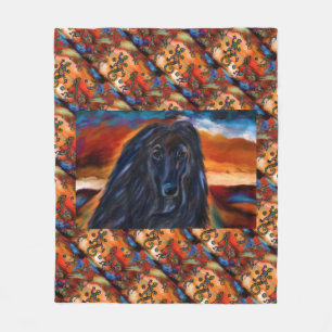 Afghaanse windhond Kokopelli kunstschilderij   Fleece Deken