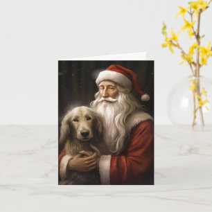 Afghaanse windhond met Sinterklaas Festive Kerstmi Kaart