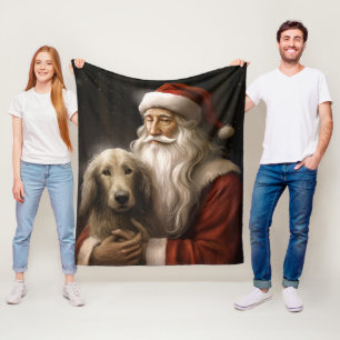 Afghaanse windhond met Sinterklaas Kerstmis Fleece Deken