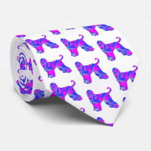 Afghaanse windhond silhouet roze & blauw witte hal stropdas