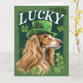 Afghaanse windhond St. Patrick's Day Kaart (Gele Bloem)