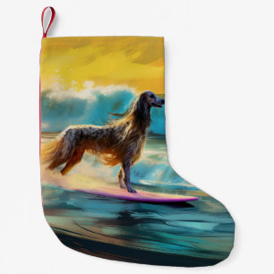 Afghaanse Windhond Strand Surfen Schilderij Kleine Kerstsok