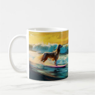 Afghaanse Windhond Strand Surfen Schilderij Koffiemok
