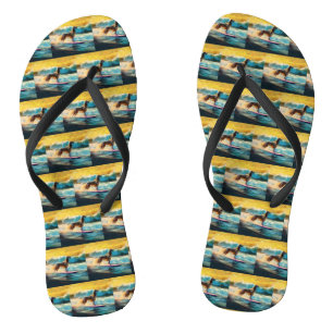 Afghaanse Windhond Strand Surfen Schilderij Teenslippers