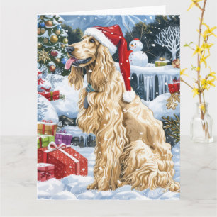 Afghaanse windhond winterwonderland kerstvreugde kaart