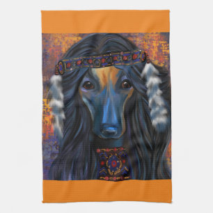 Afghaanse windhond Zuidwesterse Kunst Theedoek