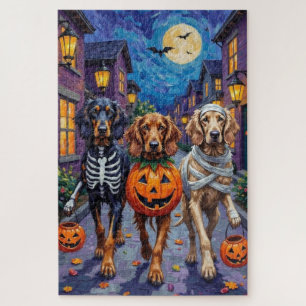 Afghaanse windhonden gaan langs voor trick-or-trea legpuzzel