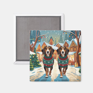 Afghaanse windhonden Kerst Sneeuw Vakantie Magneet
