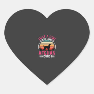 Afghaanse windhonden Retro zonsondergang Hondenlie Hart Sticker