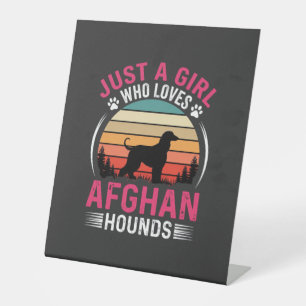 Afghaanse windhonden Retro zonsondergang Hondenlie Reclamebord Met Voetstuk