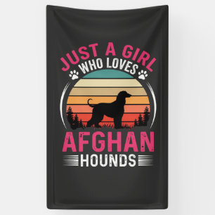 Afghaanse windhonden Retro zonsondergang hondenlie Spandoek