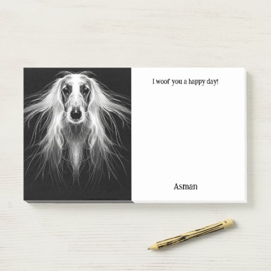 Afghan Hound Abstract Art Dog Naam Post-it® Notes (Op bureau)