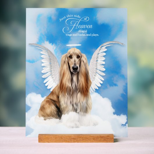 Afghan Hound Angel Chien avec le nom Pet Memorial (Neutre)