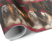 Afghan Hound bij de open haard Kerstmis Cadeaupapier (Rol Hoek)