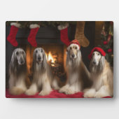 Afghan Hound bij de open haard Kerstmis Fotoplaat (voorkant)