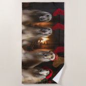 Afghan Hound bij de open haard Kerstmis Strandlaken (Voorkant)