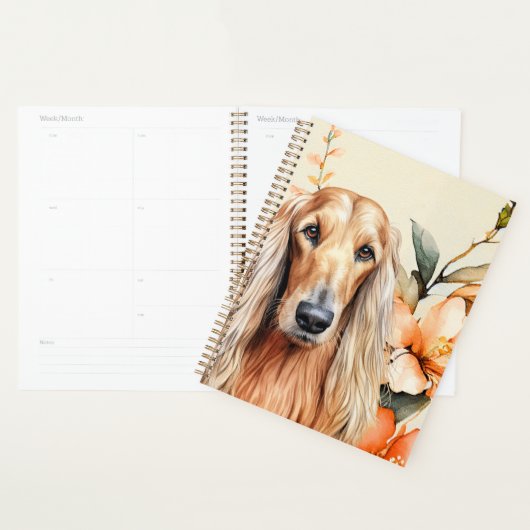 Afghan Hound Dog and Peach Lilies (Devant avec enveloppe)