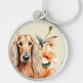 Afghan Hound Dog and Peach Lilies Sleutelhanger (Voorkant)