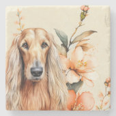 Afghan Hound Dog and Peach Lilies Stenen Onderzetter (Voorkant)