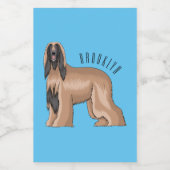 Afghan hound dog cartoon illustration voedselcontainer etiket (Enkel label)
