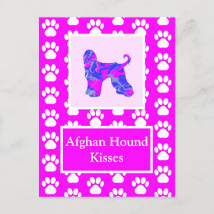 Afghan Hound Dog Kisses Silhouet Schattige P&B Briefkaart