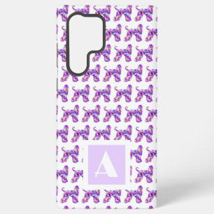 Afghan Hound Dog Paarse Silhouet Monogram Samsung Galaxy Hoesje