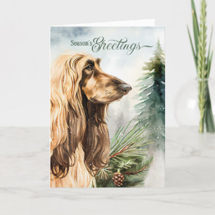Afghan Hound Dog Season's Groeten Woodland Feestdagen Kaart