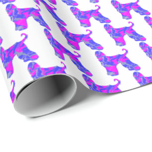 Afghan Hound Dog Silhouette Roze & Blauw Wit Gift Cadeaupapier