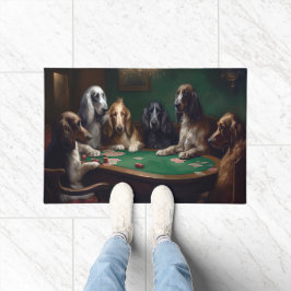 Afghan Hound Dogs Spelen Poker Art Deurmat