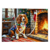 Afghan Hound Fireplace with Christmas Lights Groot Cadeauzakje (Achterkant)
