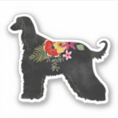 Afghan Hound Floral Bohemian Saddle Sticker (Voorkant)