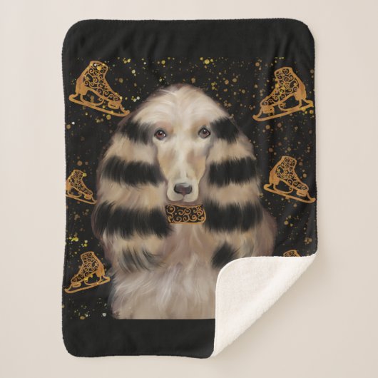 AFGHAN HOUND GOUD  SHERPA DEKEN (Voorkant)