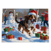 Afghan Hound Kerstfeest Sneeuwscène Groot Cadeauzakje (Voorkant)