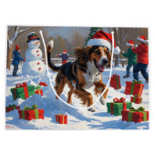 Afghan Hound Kerstfeest Sneeuwscène Groot Cadeauzakje (Achterkant)