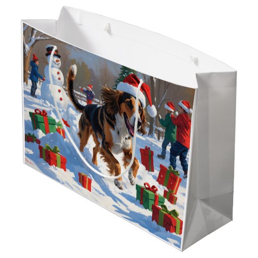 Afghan Hound Kerstfeest Sneeuwscène Groot Cadeauzakje (Achterkant Gekanteld)