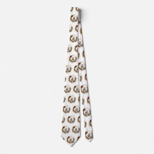 Afghan Hound Kerstkrans Feestelijke Pup Stropdas (Voorkant)