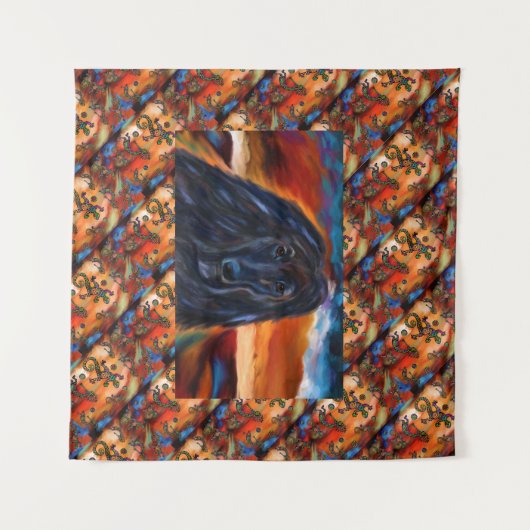 Afghan Hound Kokopelli Art Painting Wandkleed (Voorkant (horizontaal))